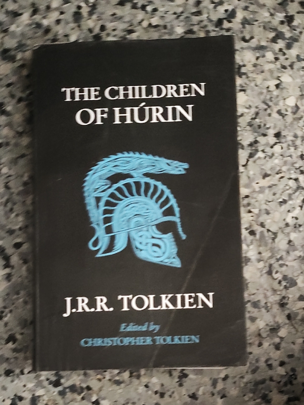 The Children of Húrin by J.R.R. Tolkien - Black Cover with Blue Helmet